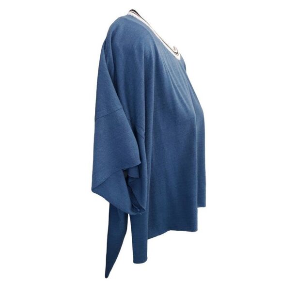 Free People Cropped Shirt Top Women's XS Blue White Black Contrast Draped NEW - Picture 3 of 6